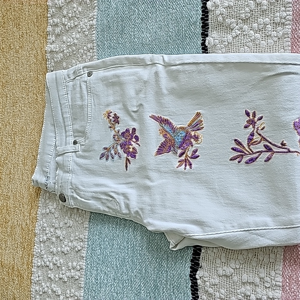 White Embroidered Jeans